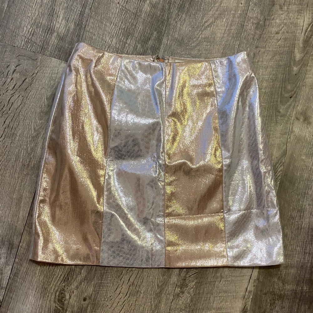 Honey Punch gold and silver mini skirt